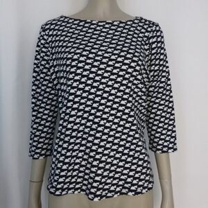 Charter Club Petite Pima Cotton Whales Graphic Quarter Sleeve Top